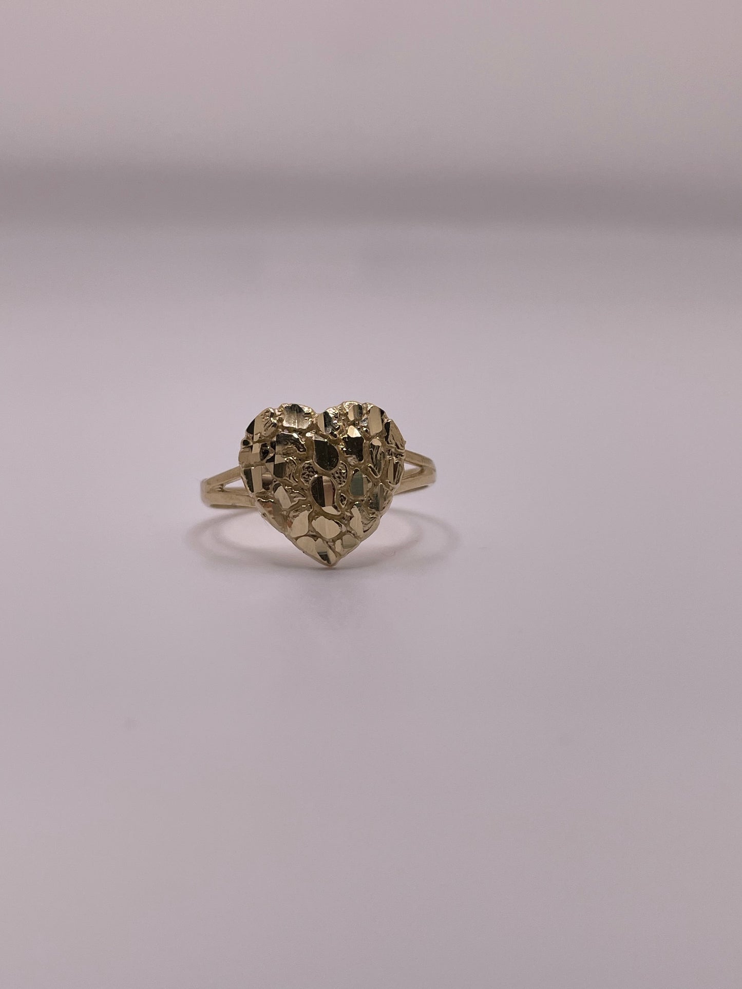 14k gold heart nugget ring