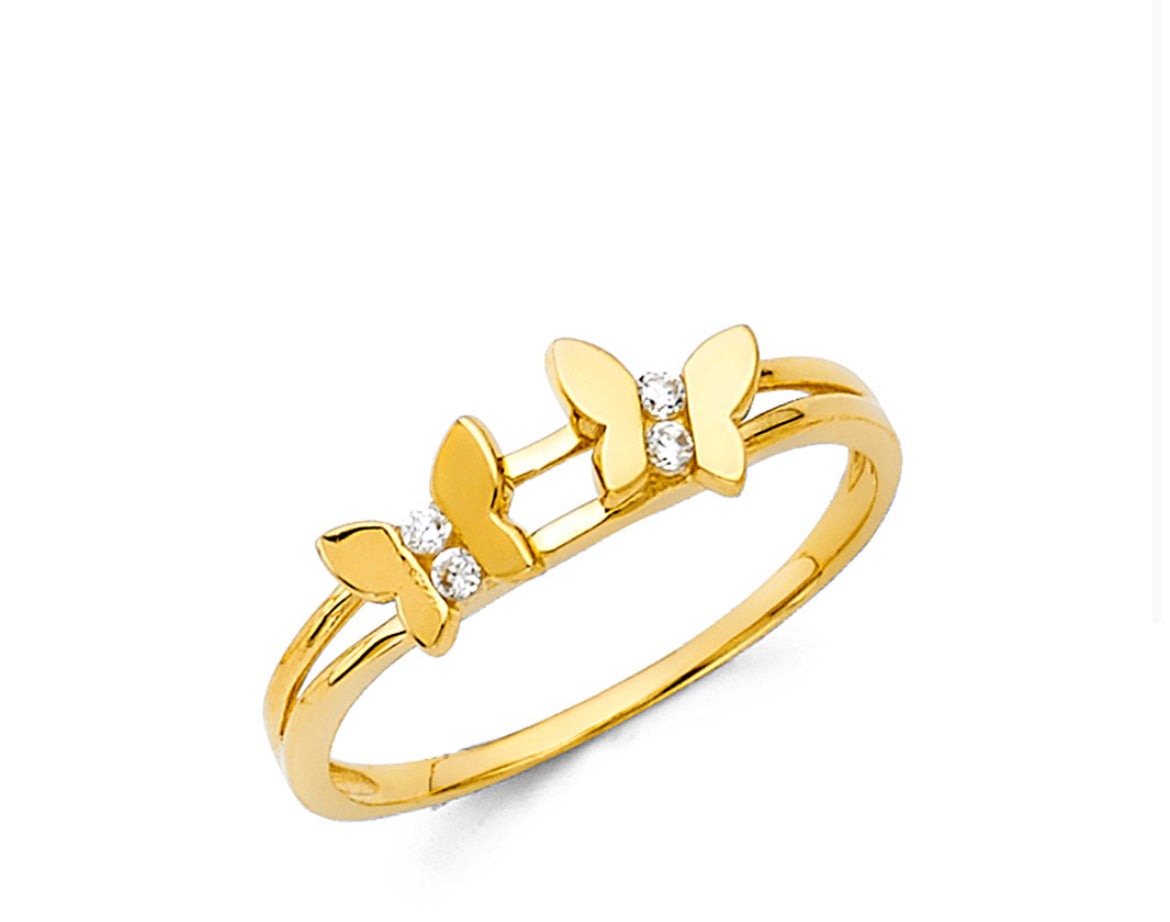 14k gold butterfly ring