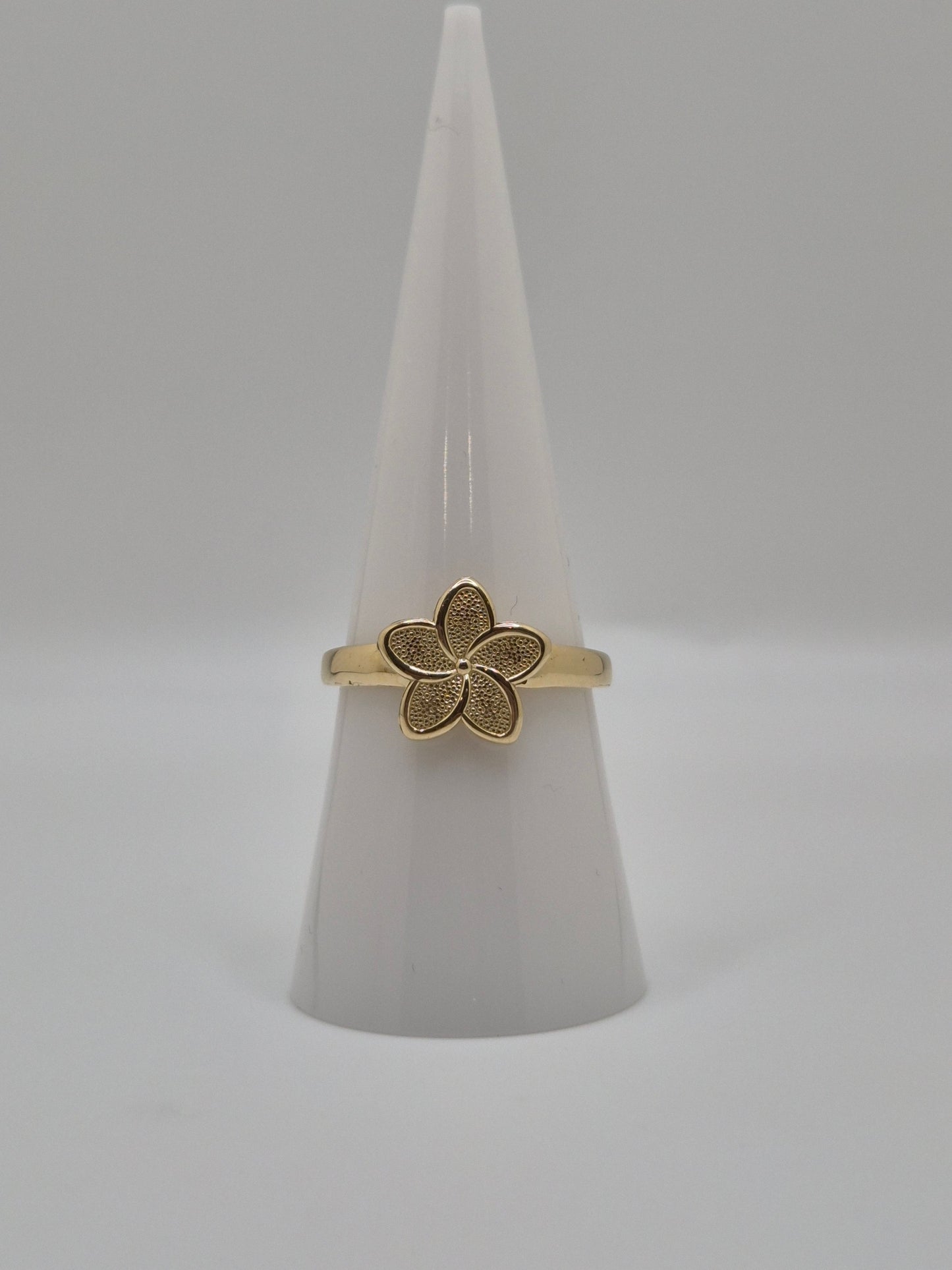 14K Gold Plumeria Flower Ring