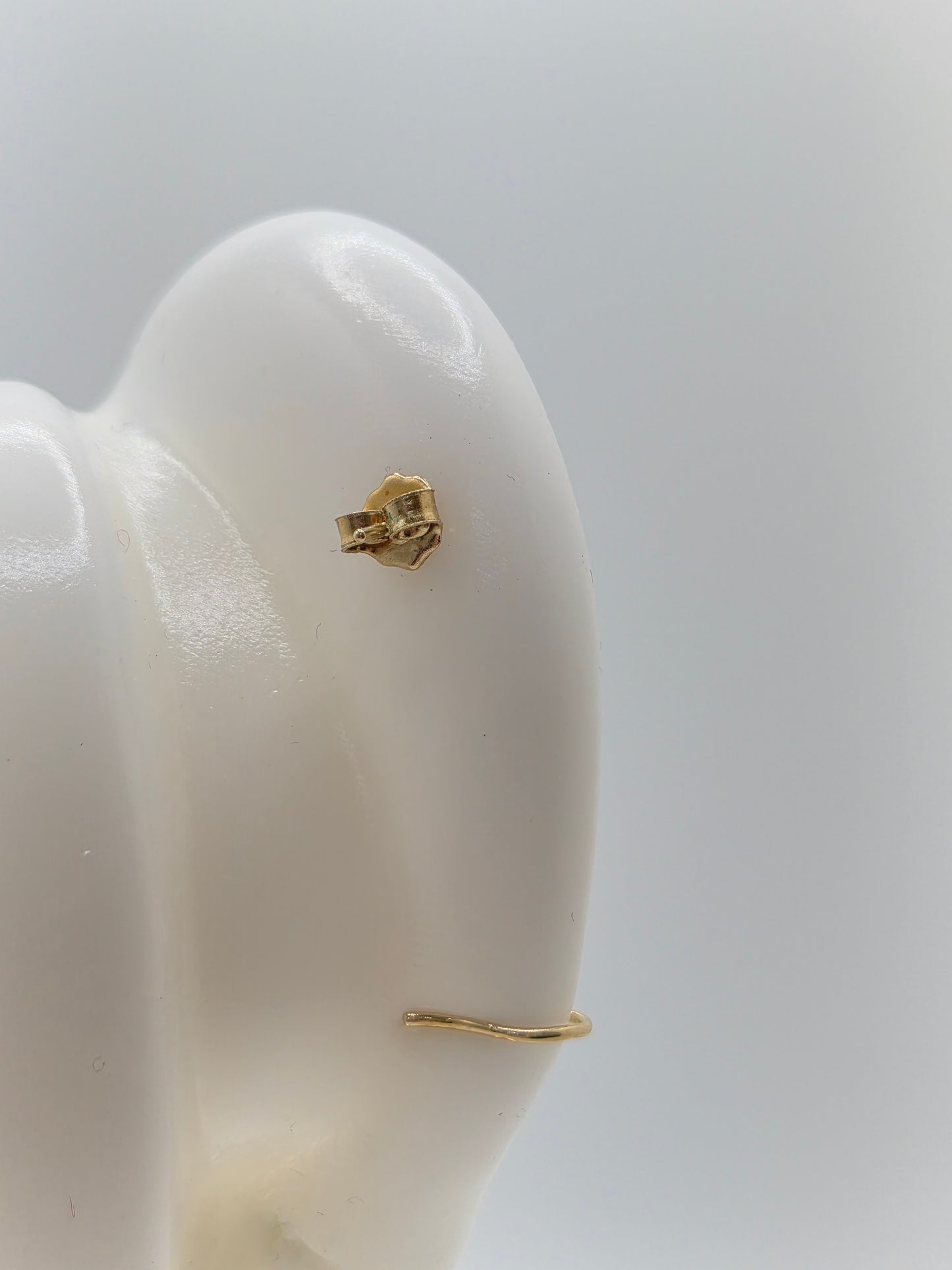 14K Yellow Gold CZ Sideway Stud Earrings
