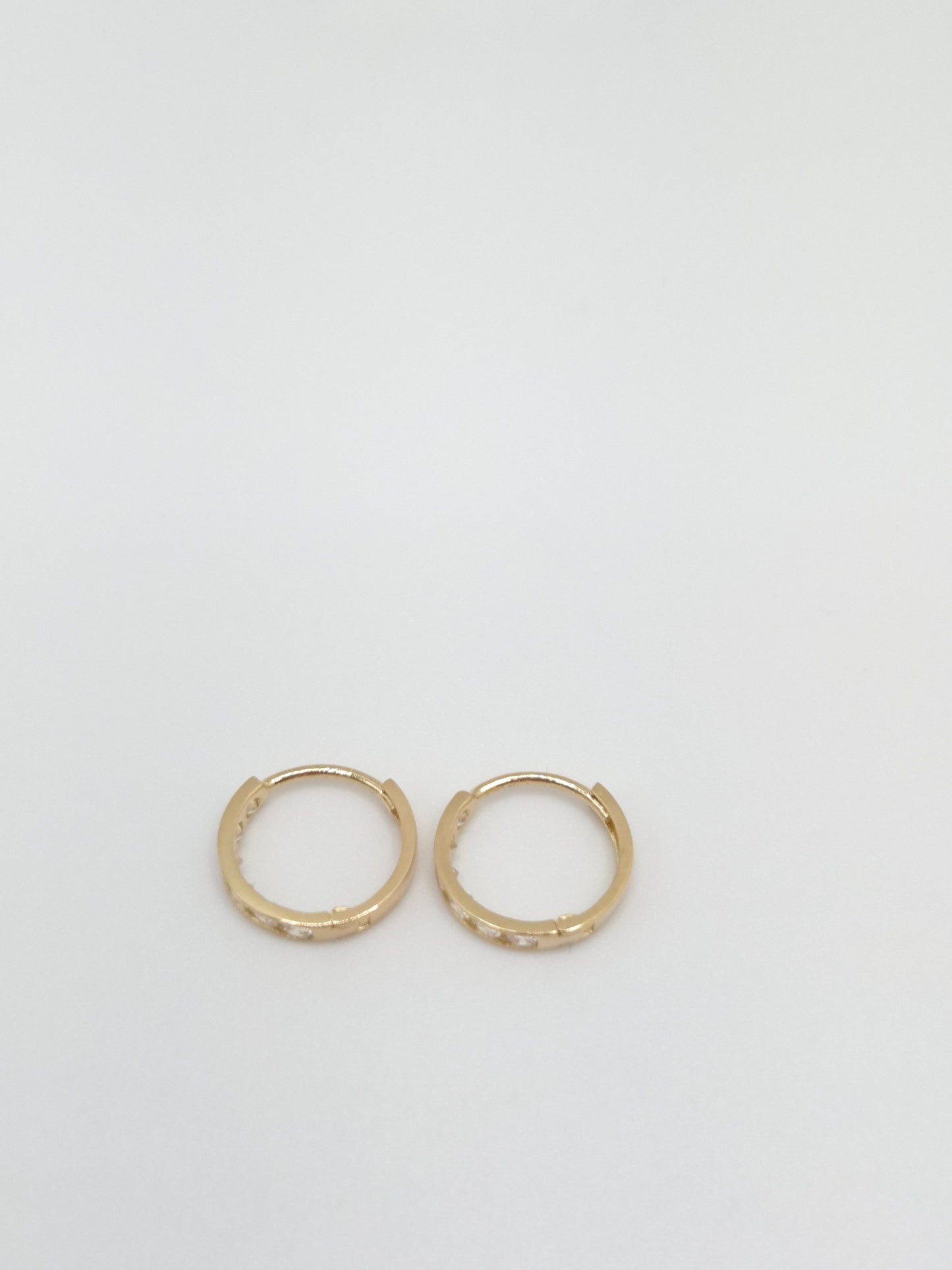 14K Yellow Gold CZ Huggie Hoop Earrings