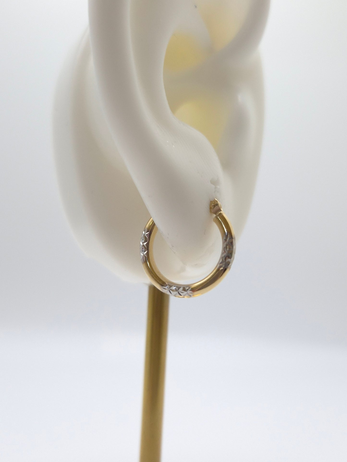 14K Two-Tone Diamond-Cut Hoop Earrings (15mm)
