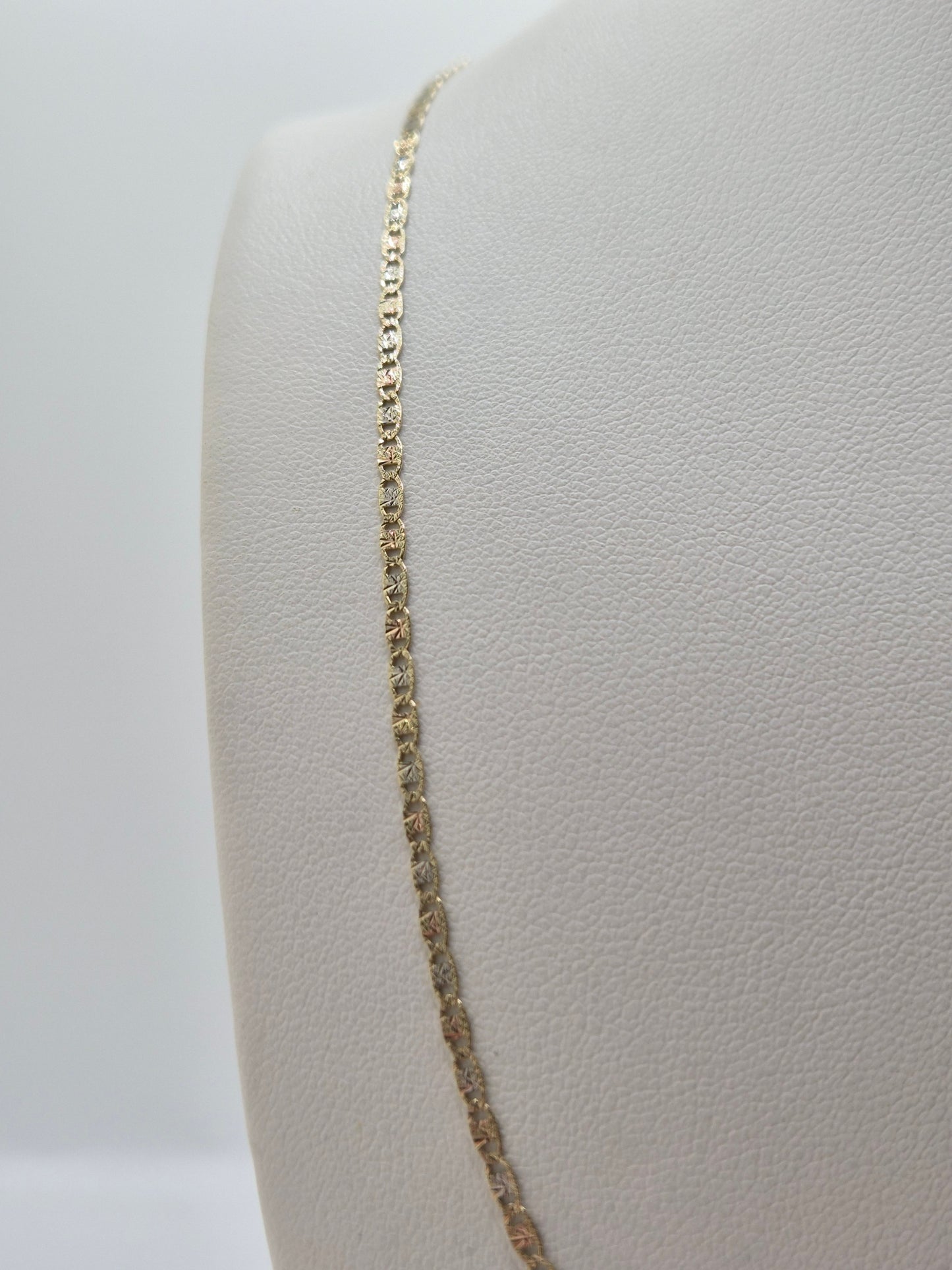 Cadena Valentino de oro macizo de 14 quilates en 3 colores, 2,1 mm