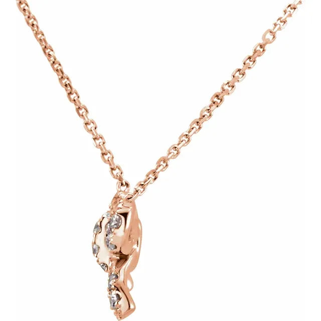 14k white 1/6 ctw natural diamond bow 18" necklace