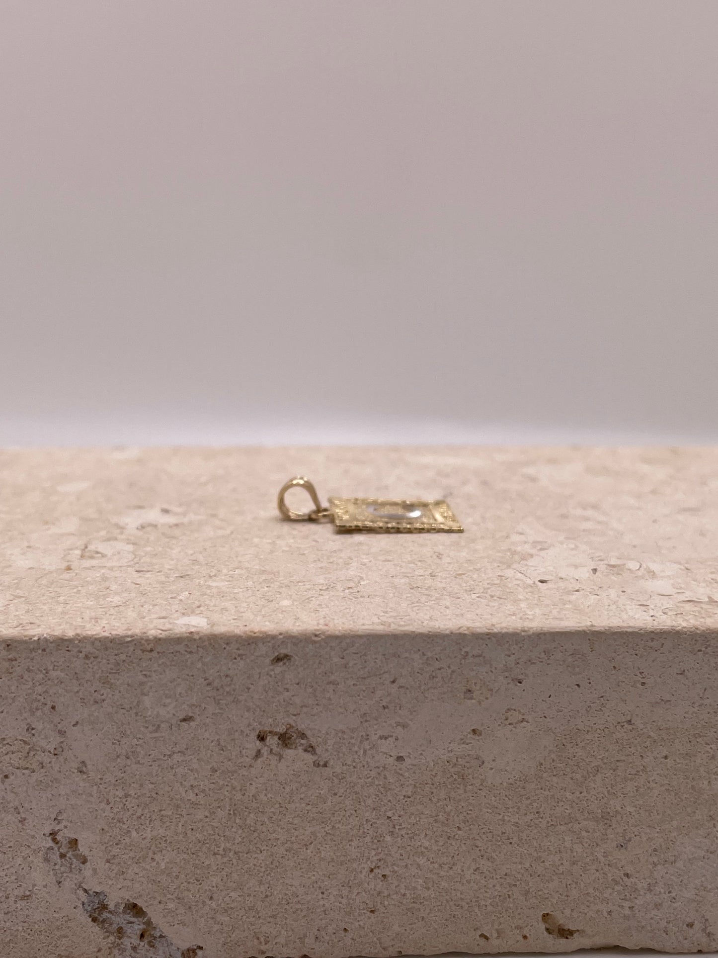 14k gold square initial pendant(small)