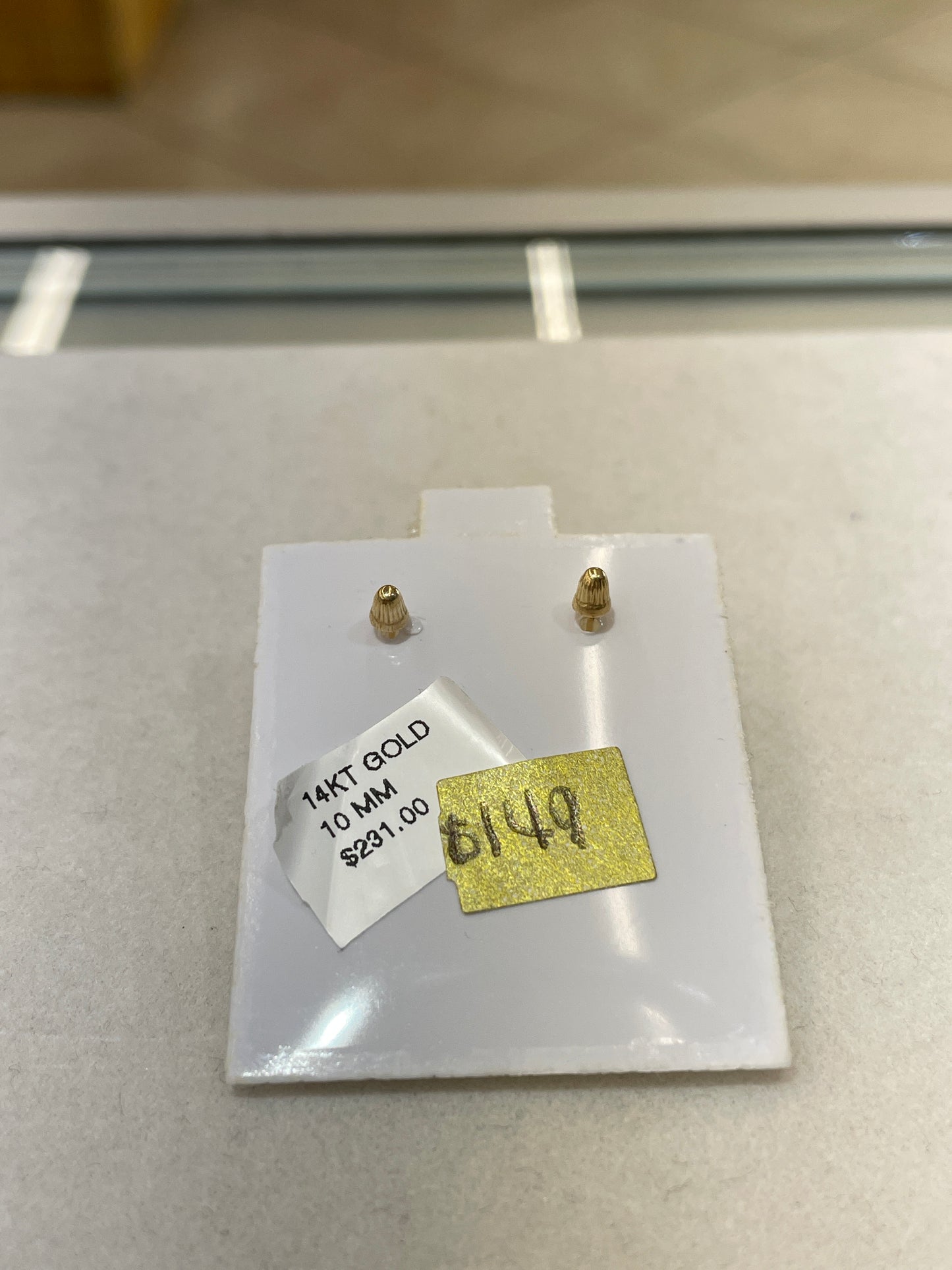 14K Gold 10MM Round CZ Earrings