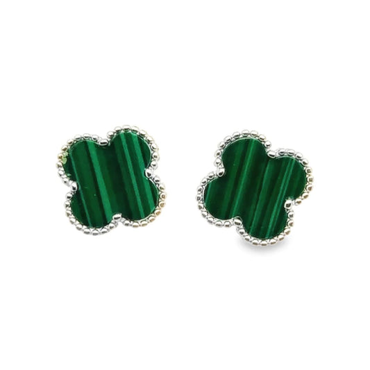 Green Clover Earrings - 925 Silver