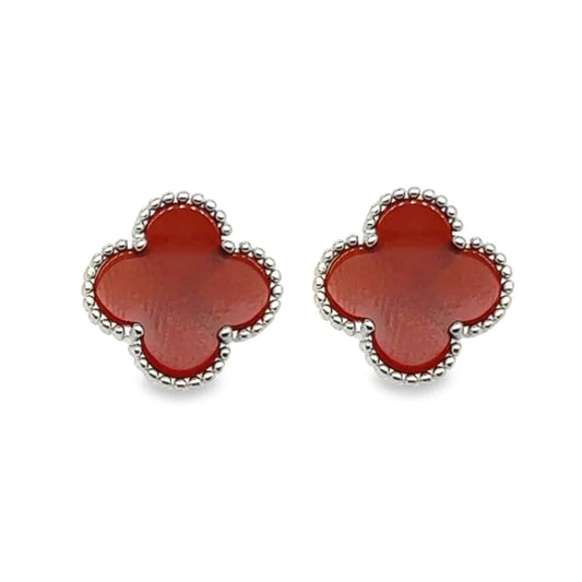 Red Clover Earrings - 925 Silver