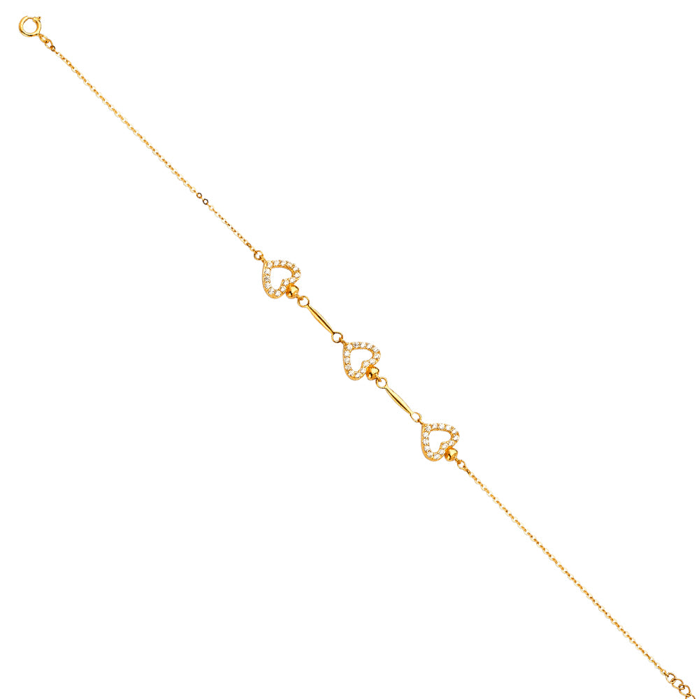 corazoncito cz bracelet | 14k gold