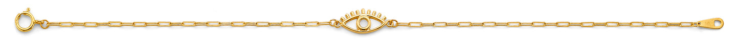14K Gold Evil Eye Paperclip Bracelet