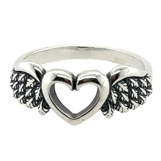 Wings Heart Ring - 925 Silver