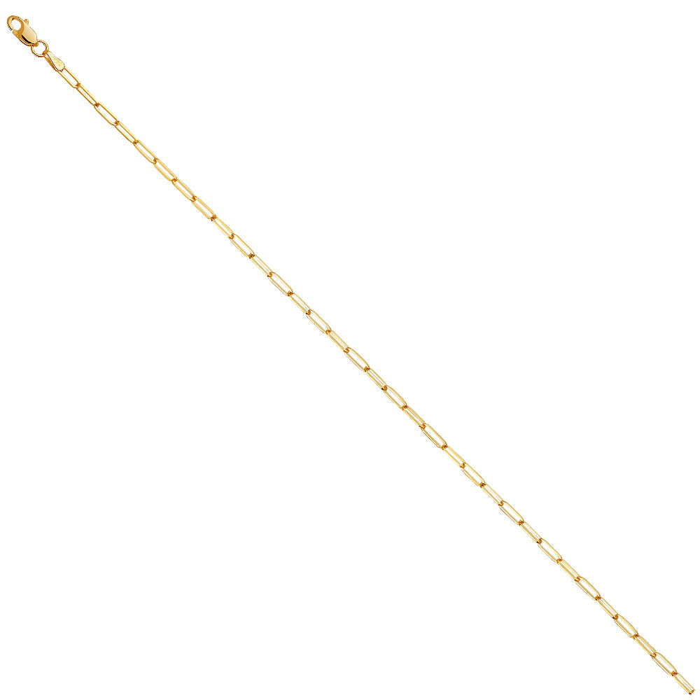 14K solid gold 2.0mm square paperclip chain necklace, available in 16 to 24 inches – dainty layering chain for everyday wear