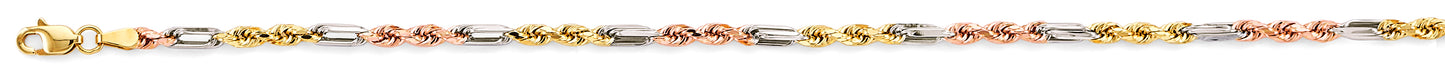 14k gold 3c 3mmfigaro rope chain (606)