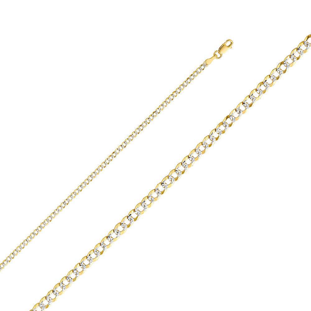 14K Solid Gold 2.7mm Diamond Cut Cuban Bracelet 7"
