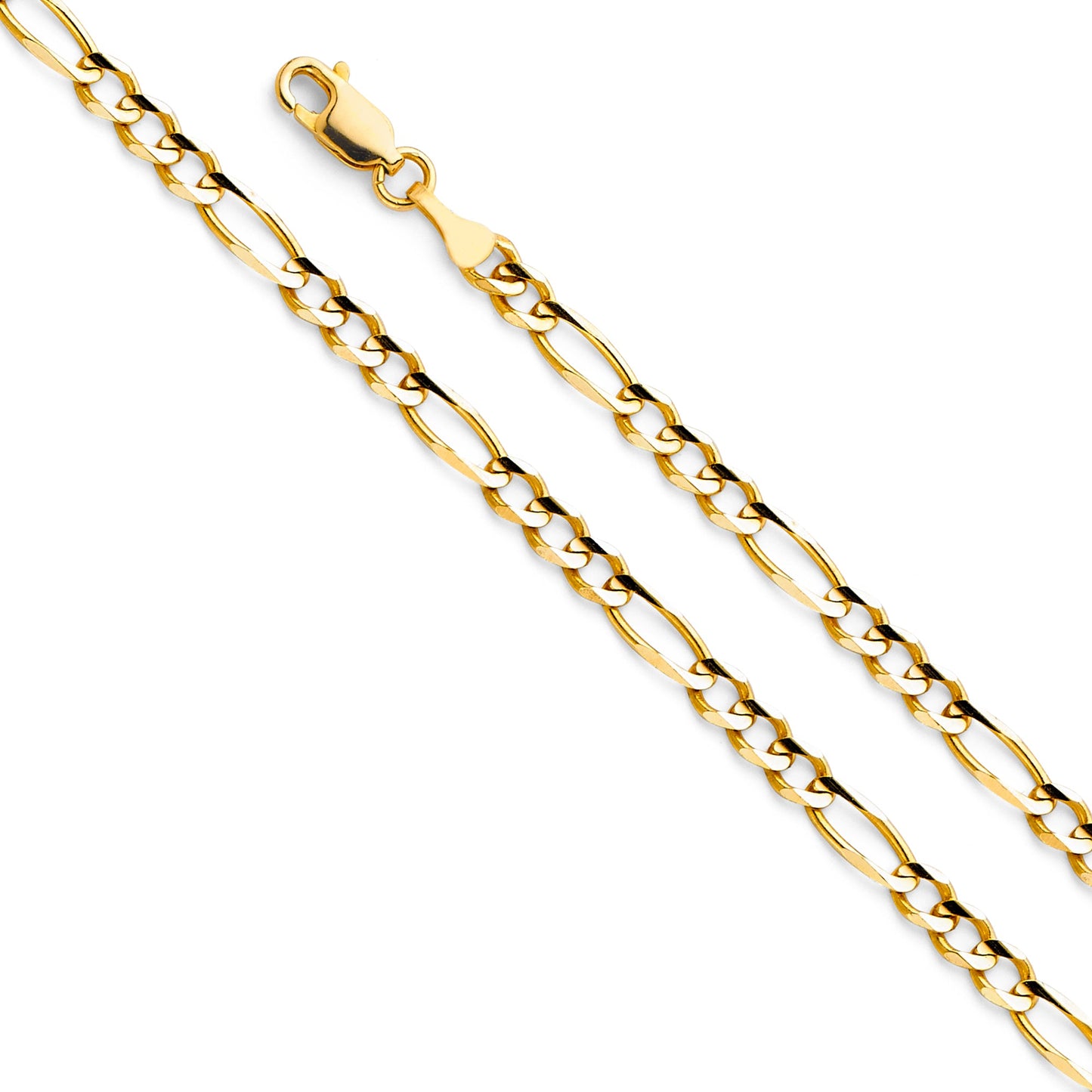 14k solid gold 4.0mm figaro bracelet 7.5"