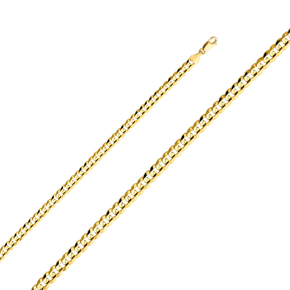 Pulsera cubana de oro macizo de 14 quilates de 5,9 mm, 8"