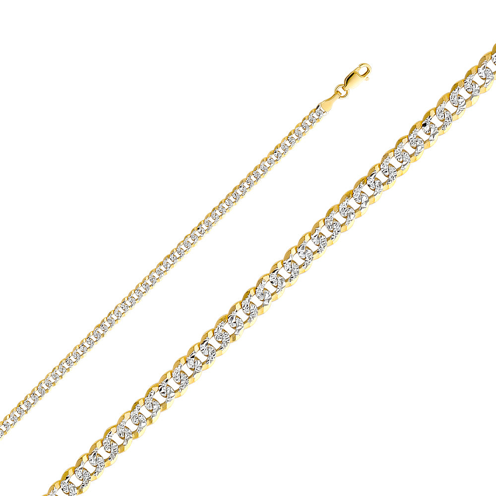 14K Solid Gold Diamond Cut Cuban Chain 4mm