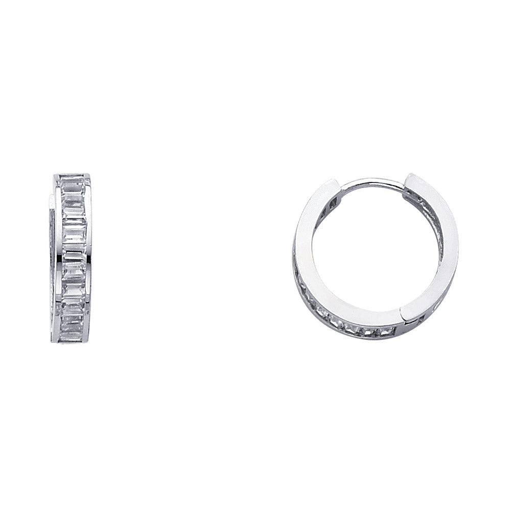 14k gold cz huggie earrings
