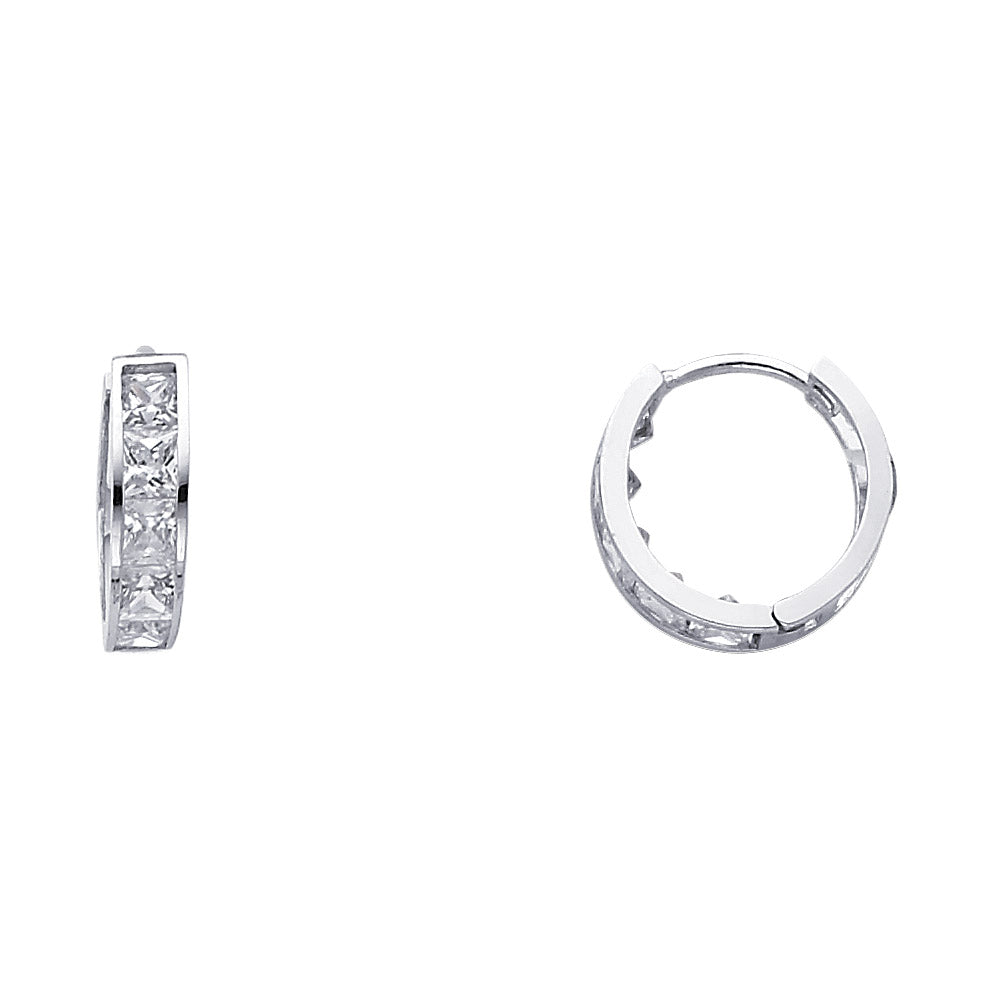 14k gold cz huggie earrings