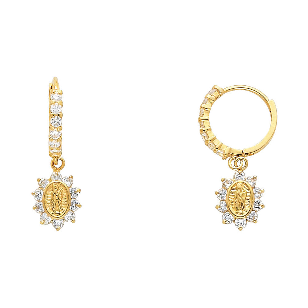 14k gold guadalupe virgencita earrings
