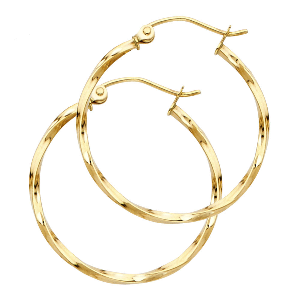 14K Gold Golden Twirl Hoops (047)