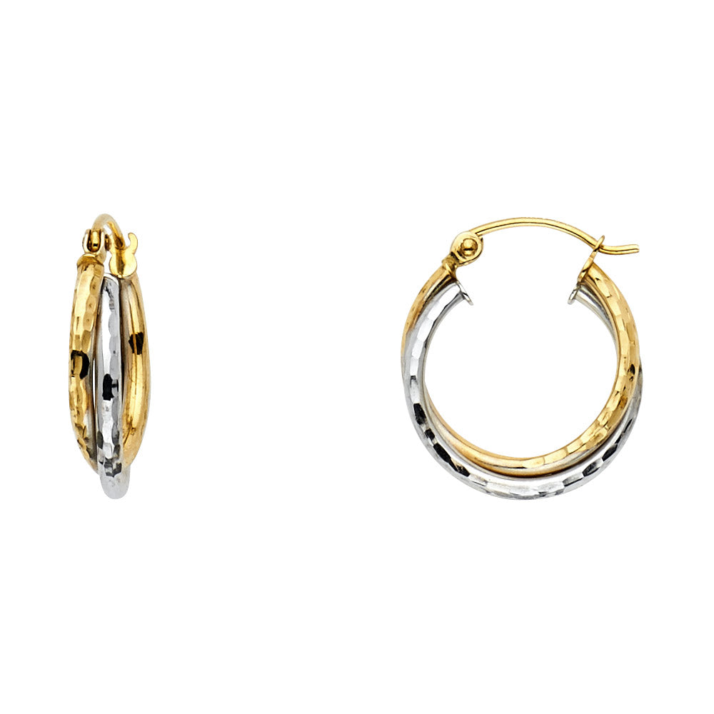 14K Gold Two-Tone Braided Hoops