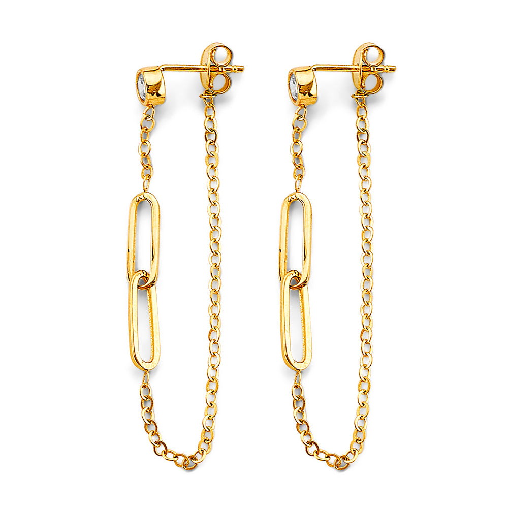 14K Gold Paperlip Hanging Earrings