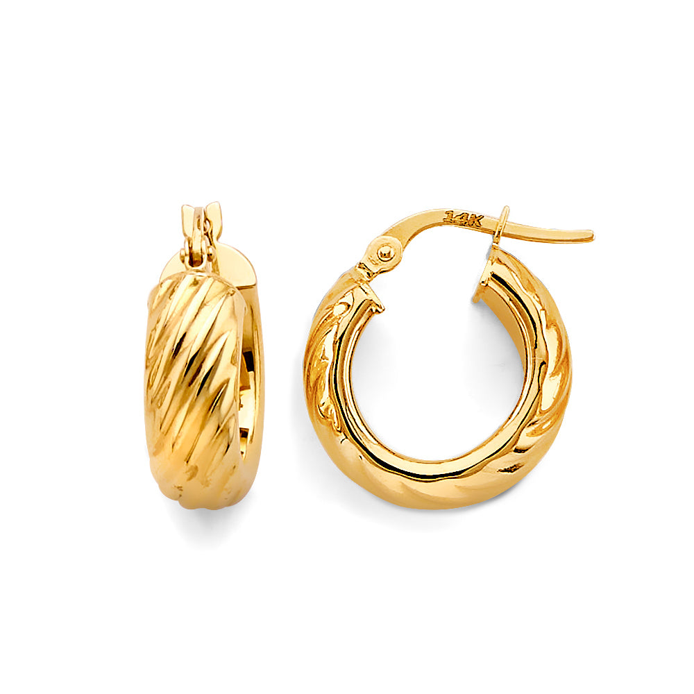 14k gold shiny diamond-cut huge earrings