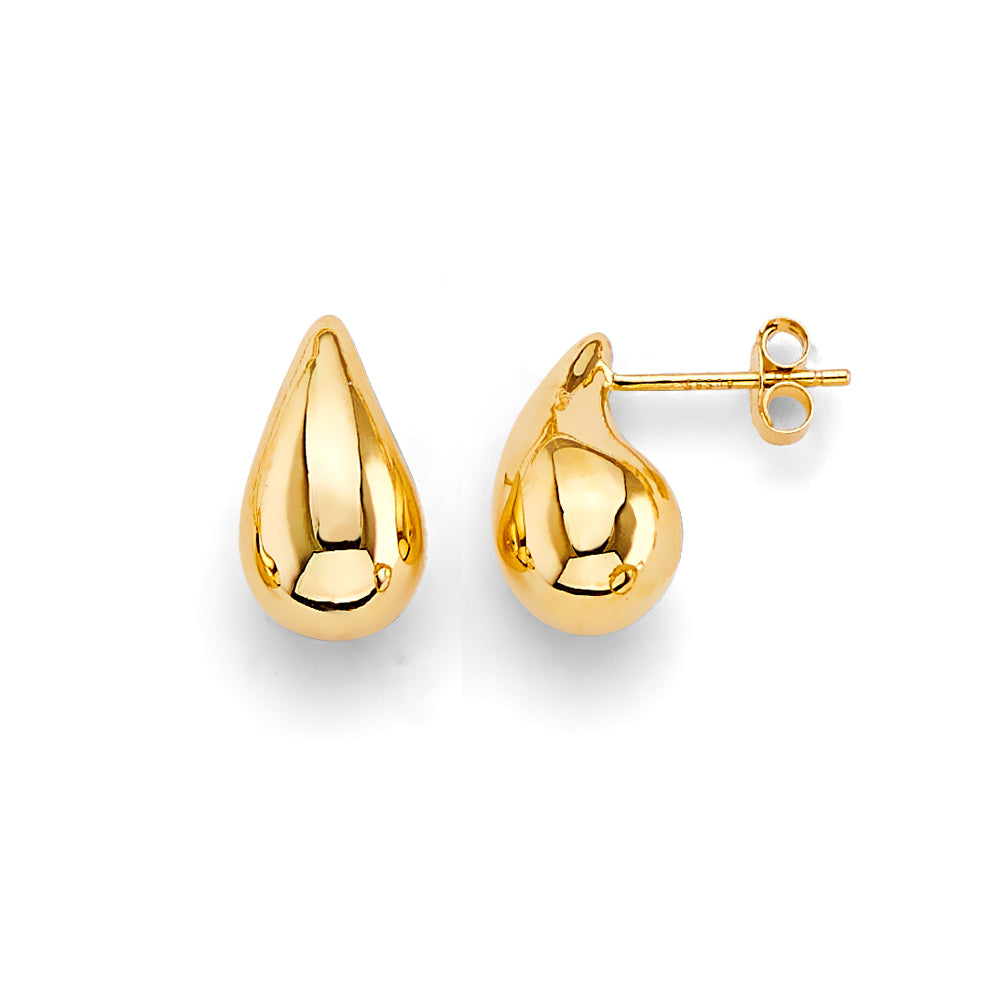 14K Solid Gold Teardrop Earrings