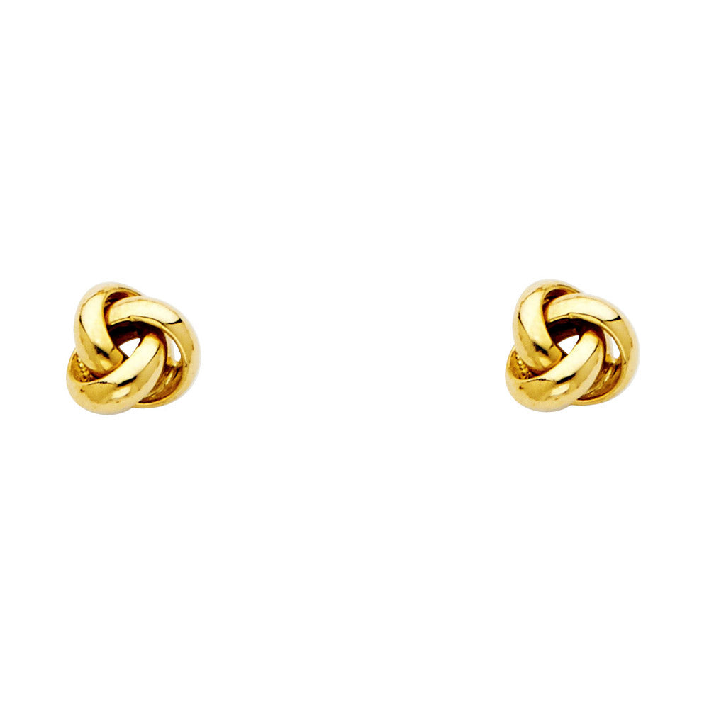 Pendientes de nudo de amor de oro macizo de 14 quilates