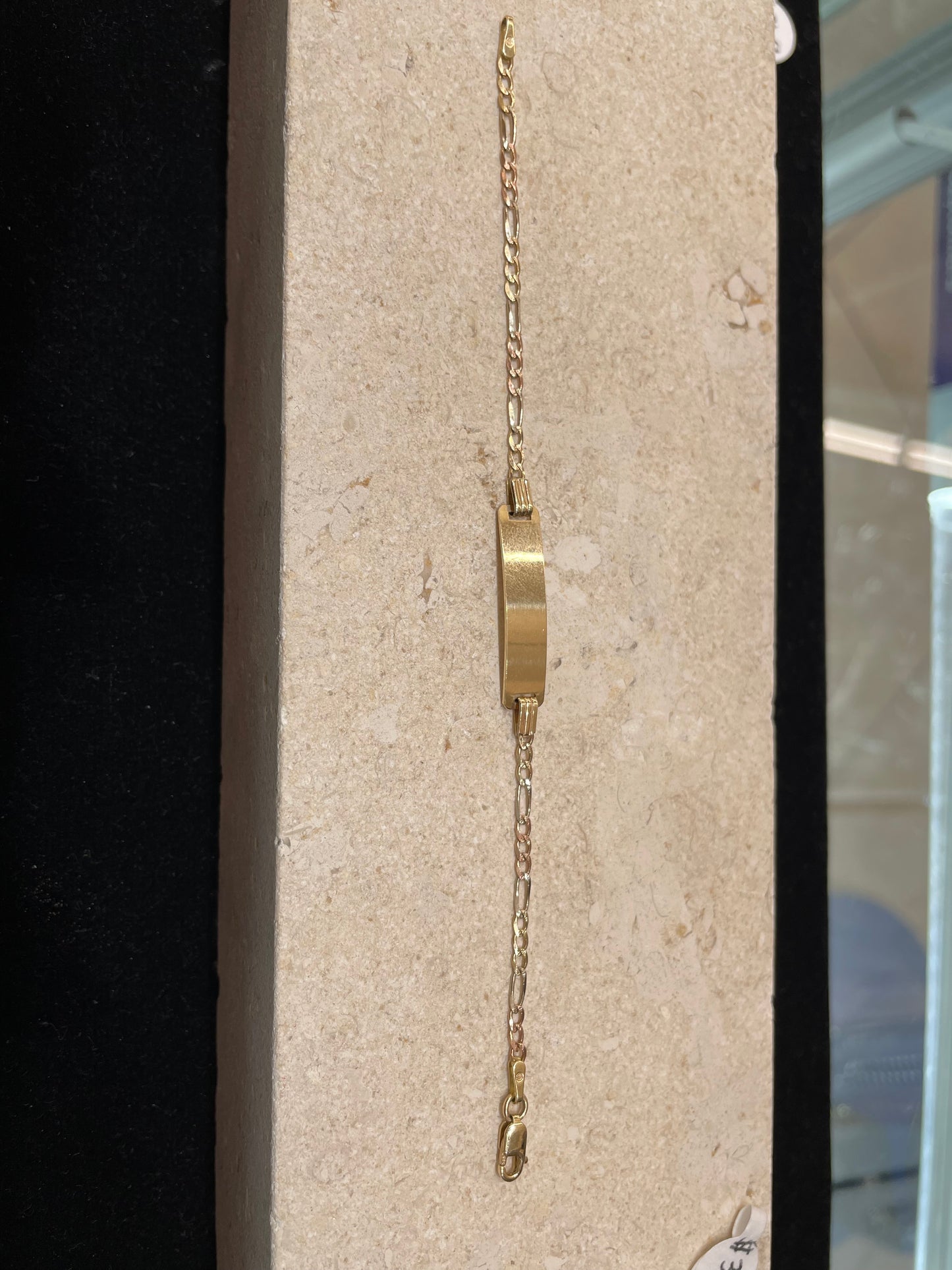 14k gold baby id 3 color figaro bracelet (98)