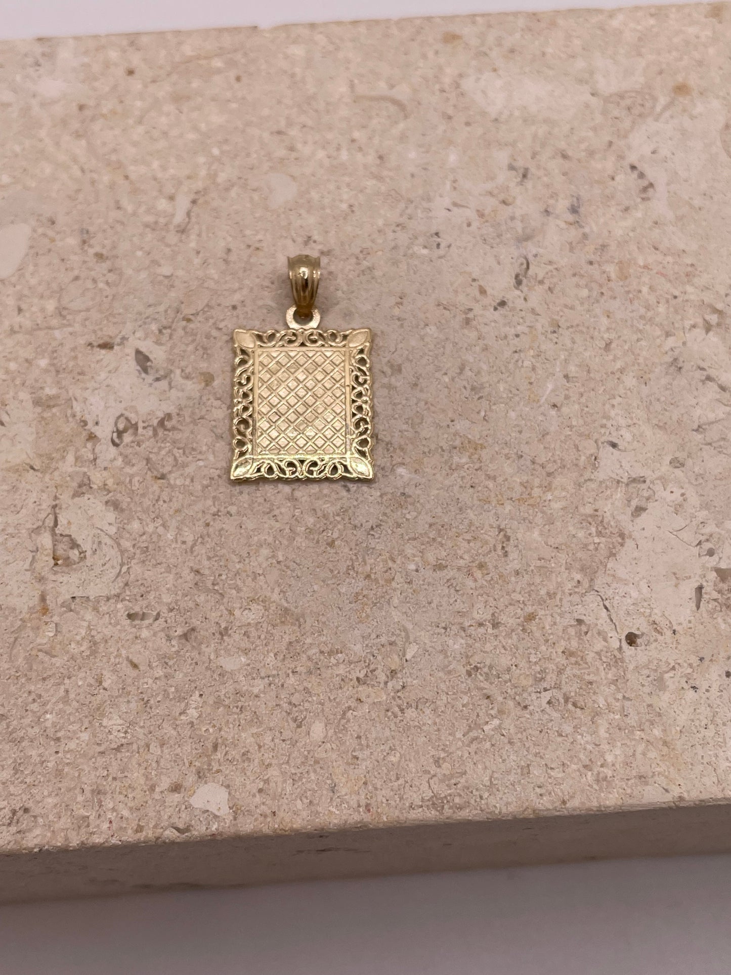 14k gold square initial pendant(small)