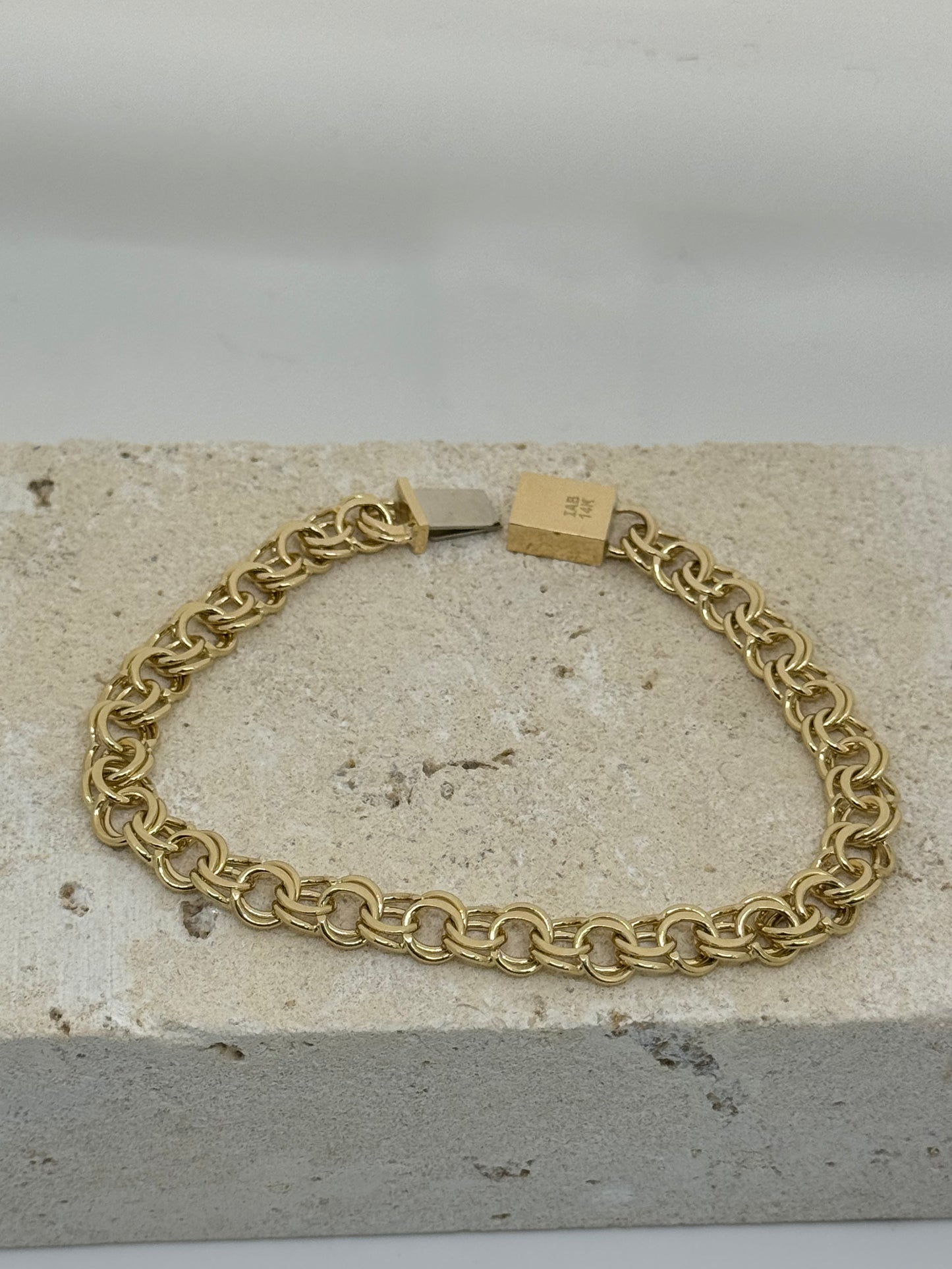 14k gold solid chino link bracelet (8 inches)