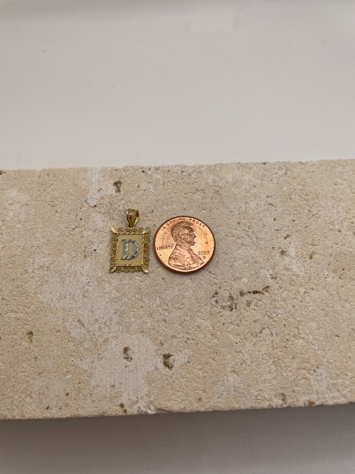 14k gold square initial pendant(small)
