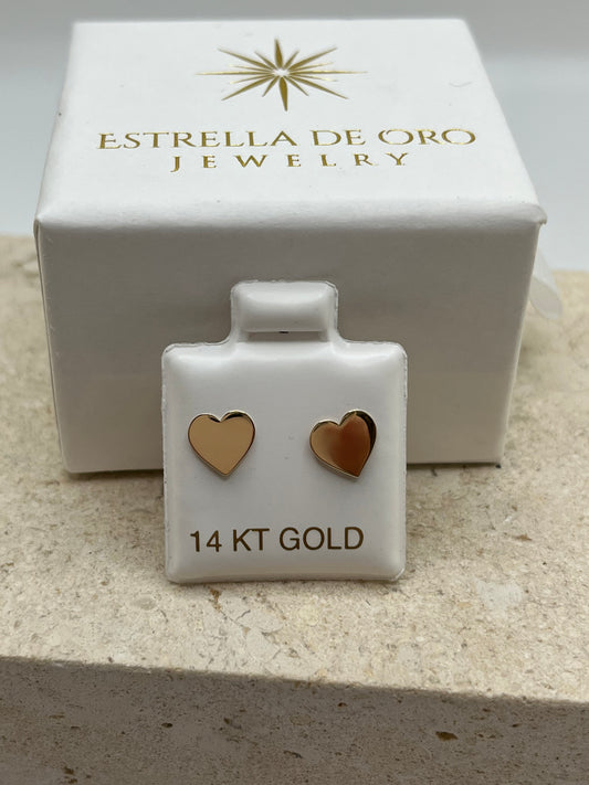 14K Solid Gold Heart Earrings