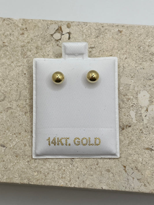 14K Solid Gold Round Earrings