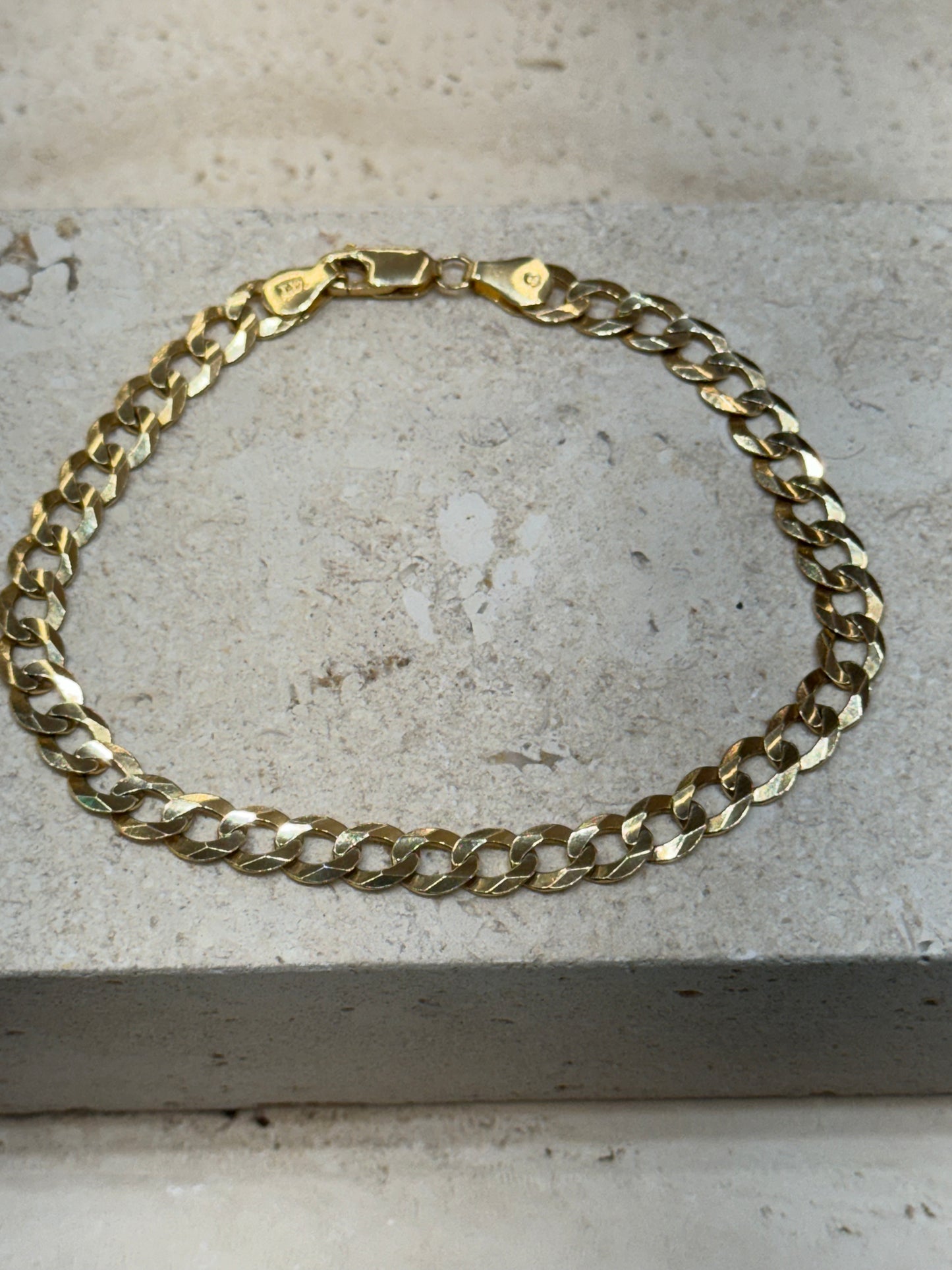 Pulsera cubana de oro macizo de 14 quilates de 5,9 mm, 8"