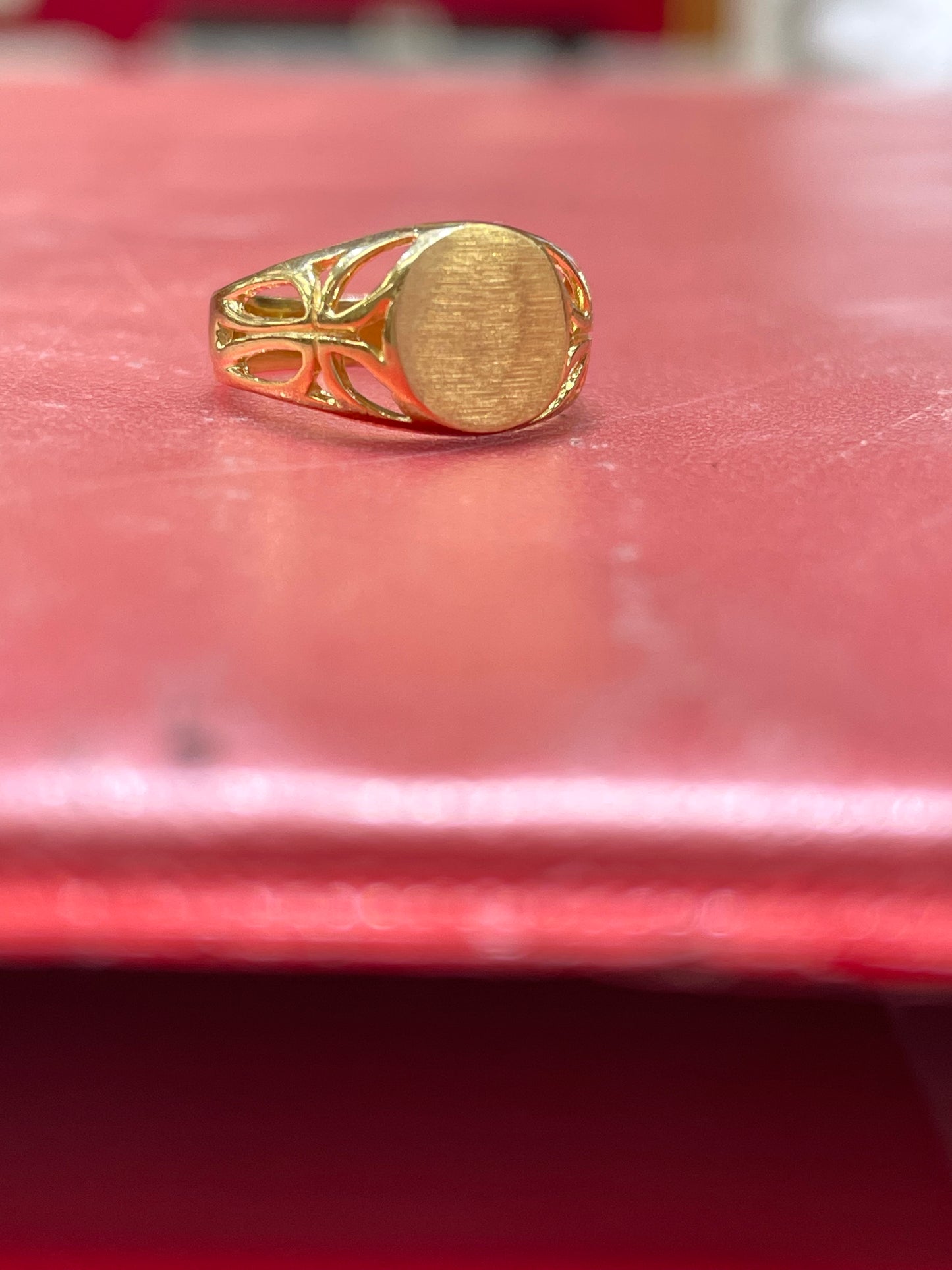 14K Yellow Gold Baby Signet Ring or Womens Pinky Ring