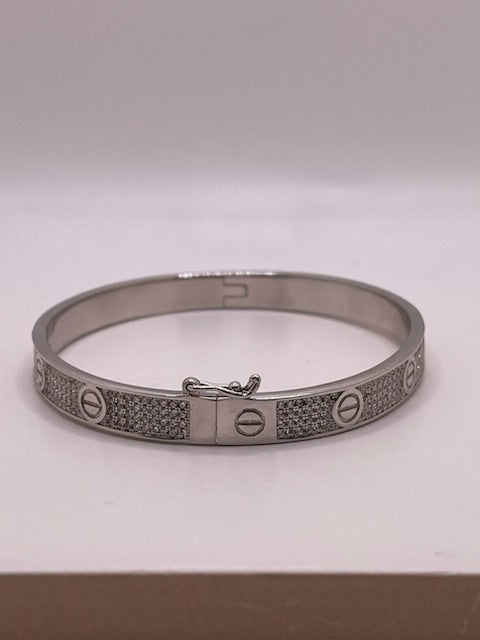 eternal love cz bangle - 925 silver