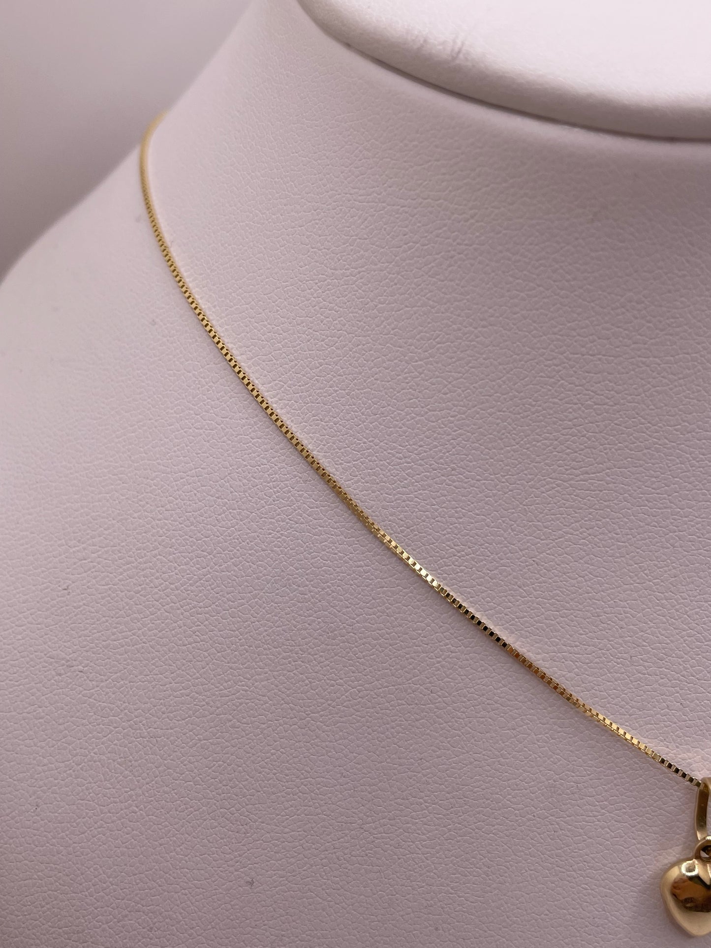 14k gold 18" box chain + heart pendant set