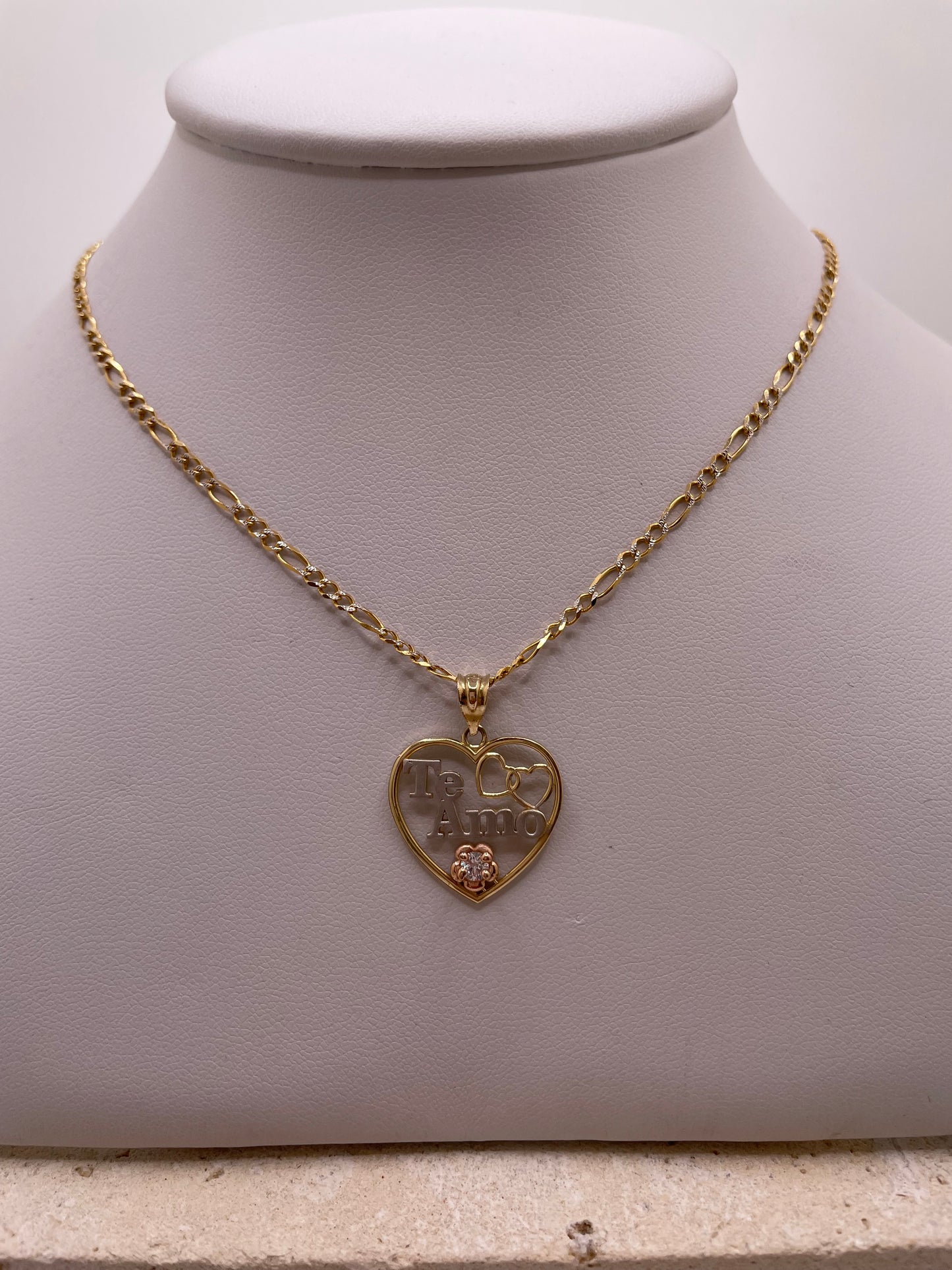 14k gold te amo chain set