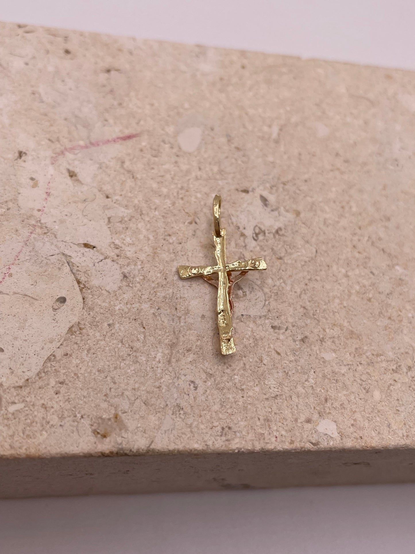 14K Gold Two Tone Crucifix Cross Pendant (JV03)
