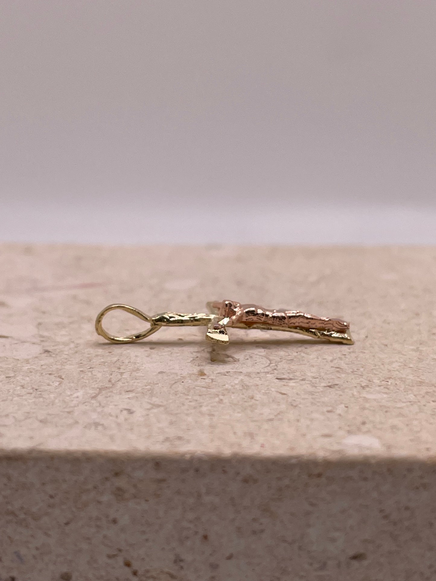 14K Gold Two Tone Crucifix Cross Pendant (JV03)