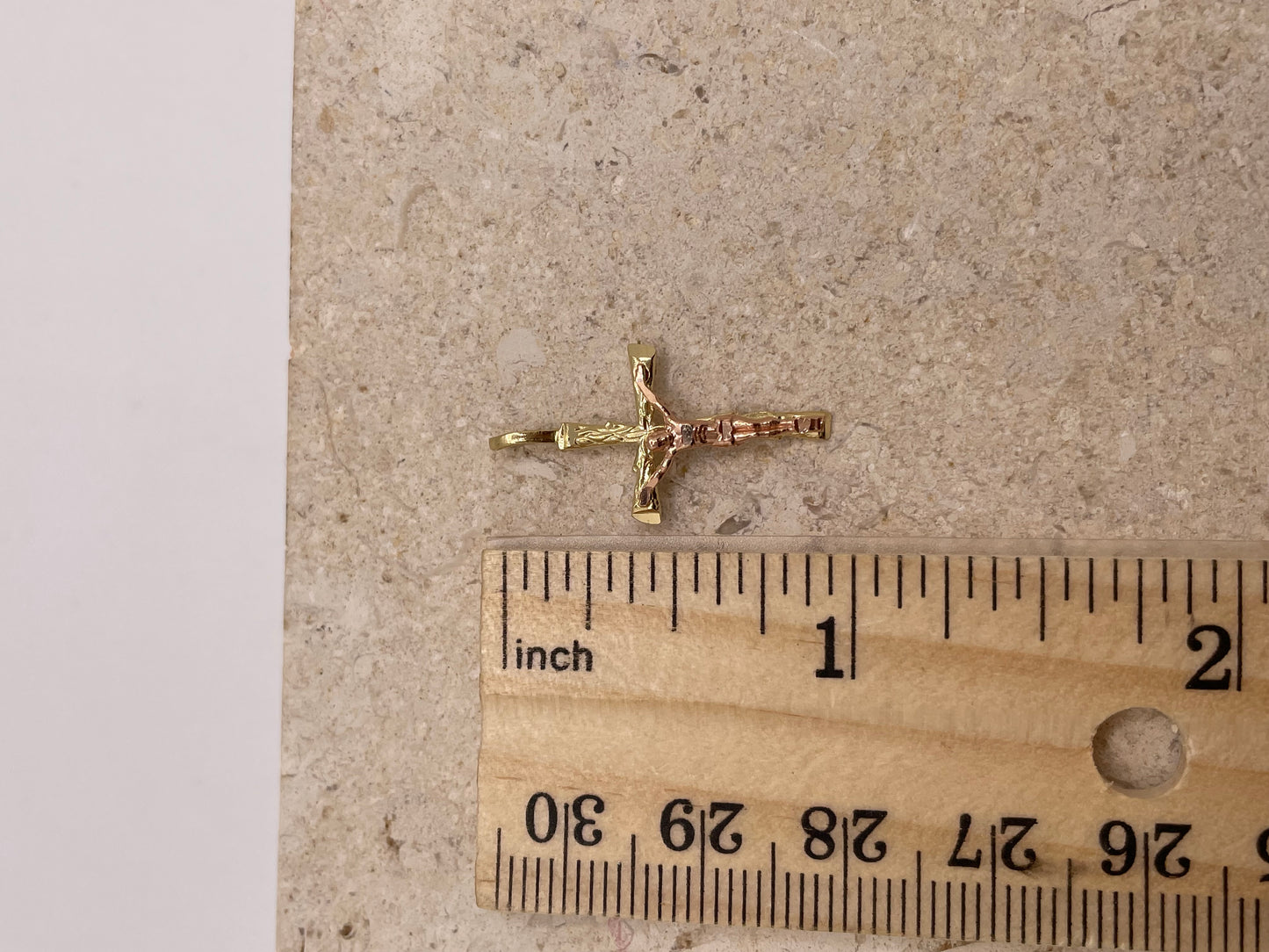 14K Gold Two Tone Crucifix Cross Pendant (JV03)
