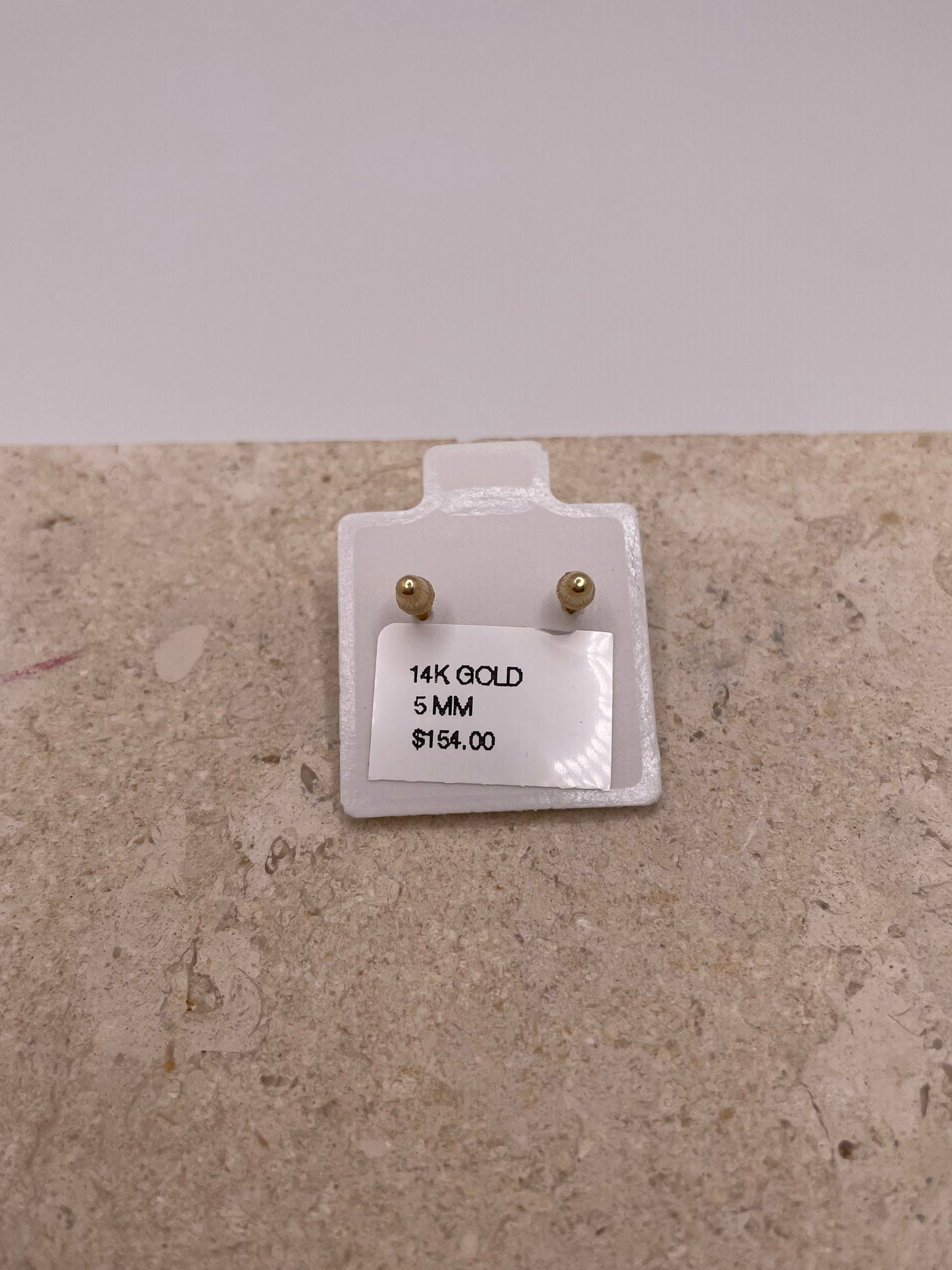 14k gold white cz stud earrings 5mm