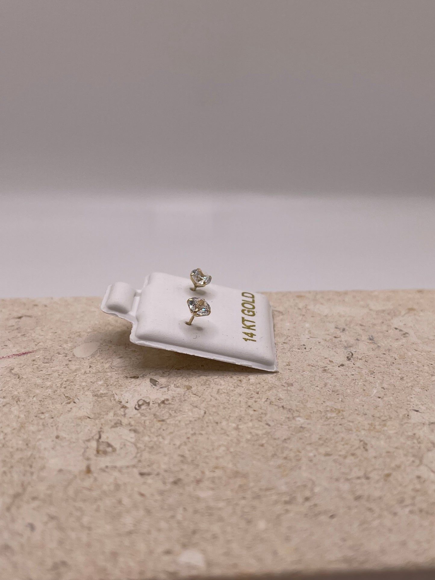 14k gold white cz stud earrings 5mm