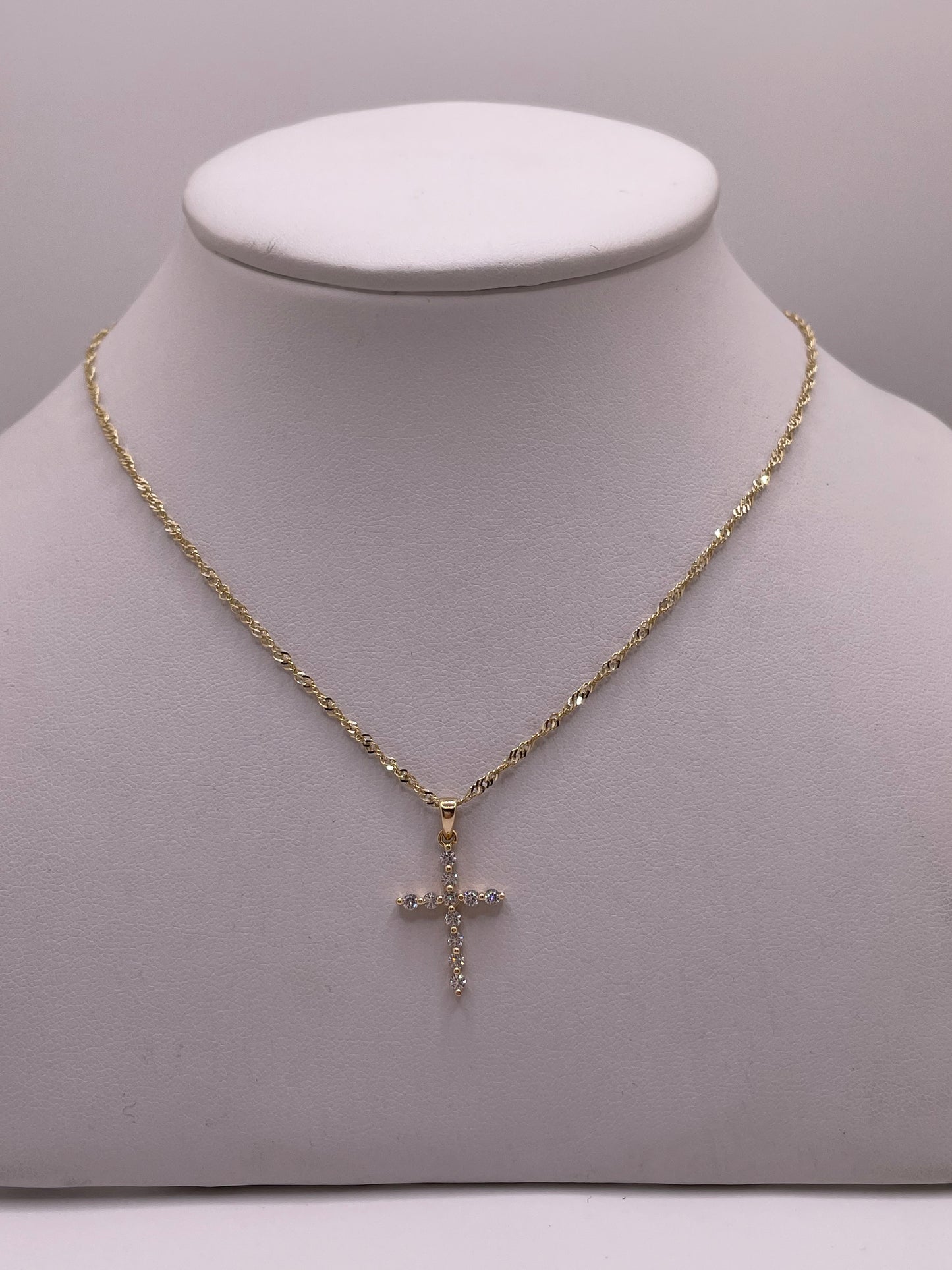 14k gold cross & chain jewelry set