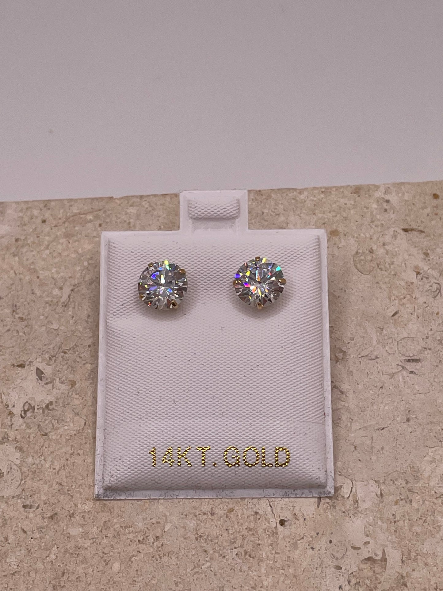 14k Gold Large CZ Earrings with Silicone Push-Back
