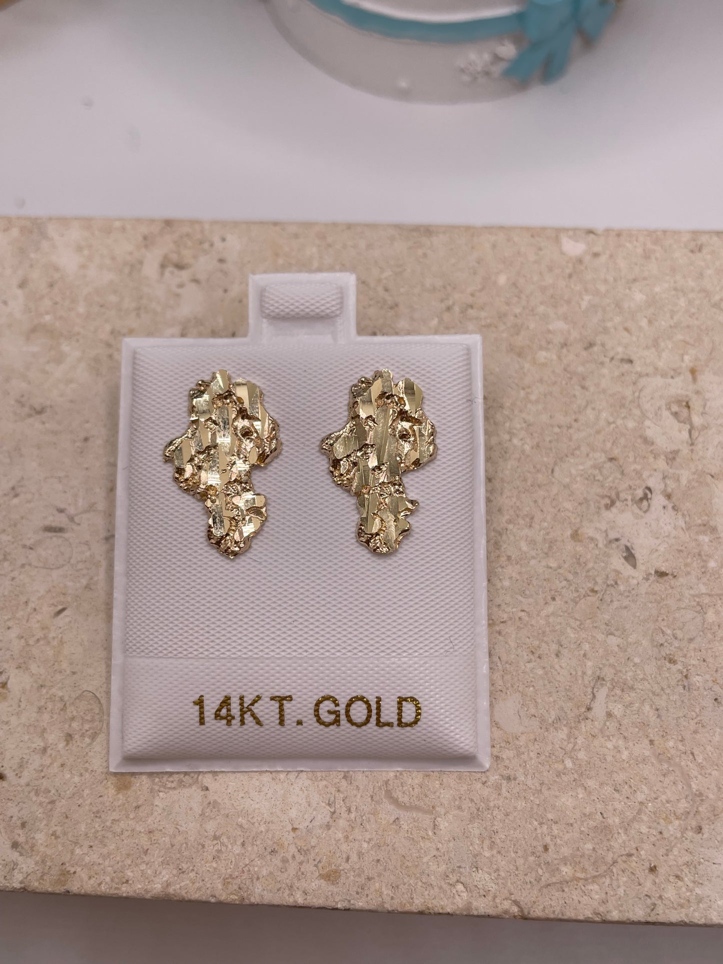 14k gold large nugget stud earrings