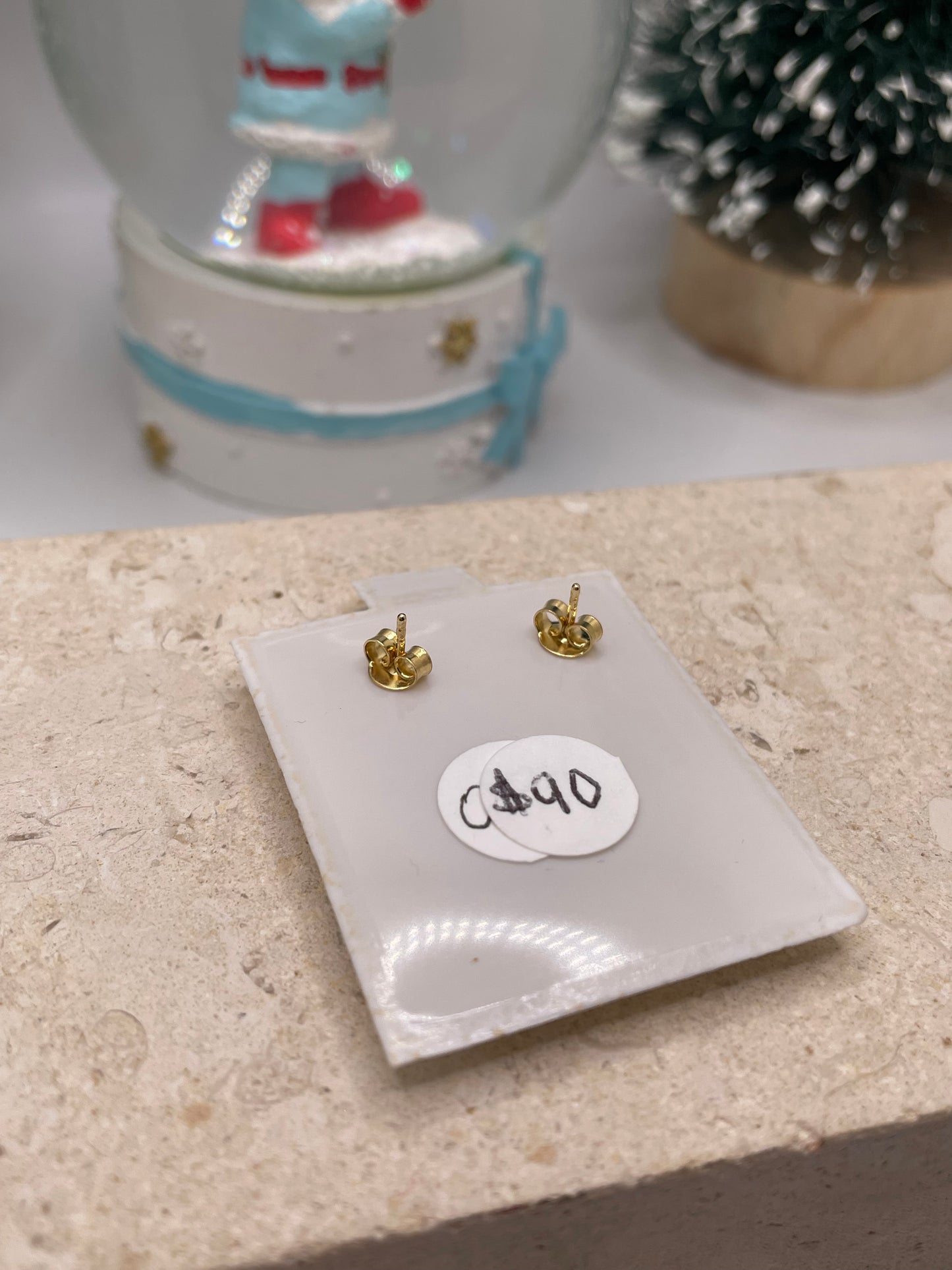 14k gold dainty cross earrings
